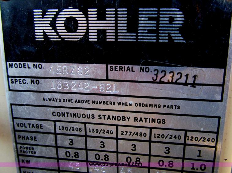 image for item E3611 Kohler 45RZ62 Fast Response II generator