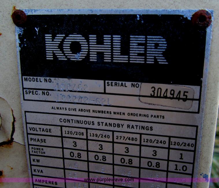 image for item E3614 Kohler 45RZ62 Fast Response II generator