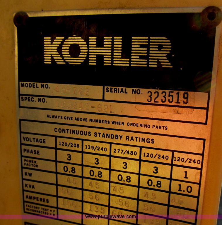 image for item E3620 Kohler 45RZ62 Fast Response II generator