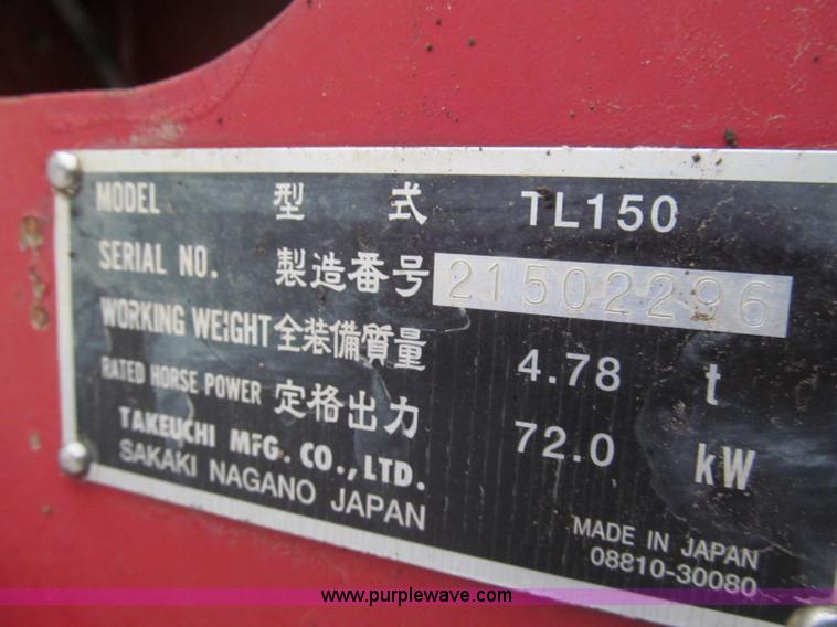 image for item E5854 2005 Takeuchi TL150 track skid steer