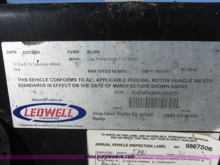 image for item E7028 2009 Ledwell LW53DD-SPRD 53' drop deck trailer