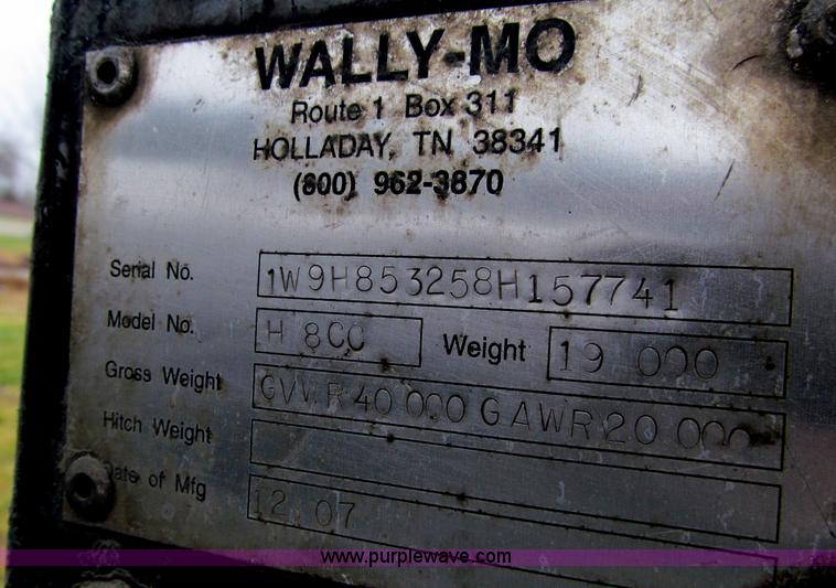 image for item D7023 2008 Wally-Mo H-8CC tandem axle car trailer