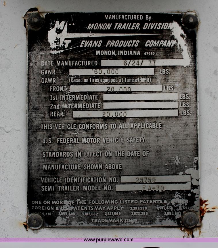 image for item E2799 1977 Monon FA70 48' enclosed dry van trailer