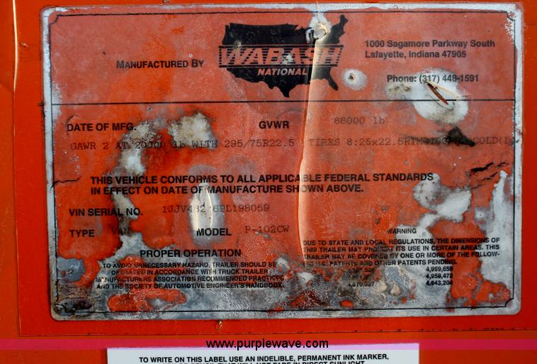 image for item E2805 1993 Wabash 48' enclosed dry van trailer