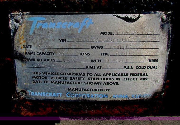 image for item E8121 1993 Transcraft 60 ton tandem axle flatbed trailer