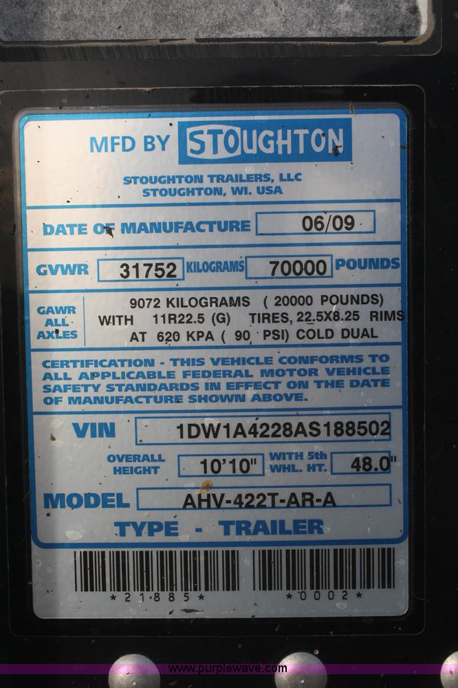 image for item F2896 2010 Stoughton double hopper grain trailer