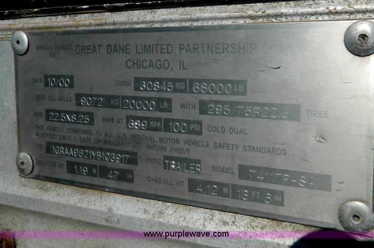 image for item G7649 2000 Great Dane 48' dry van trailer