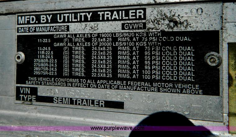 image for item G7650 1998 Utility 53' dry van trailer