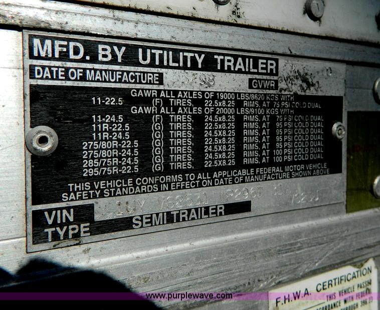 image for item G7650 1998 Utility 53' dry van trailer