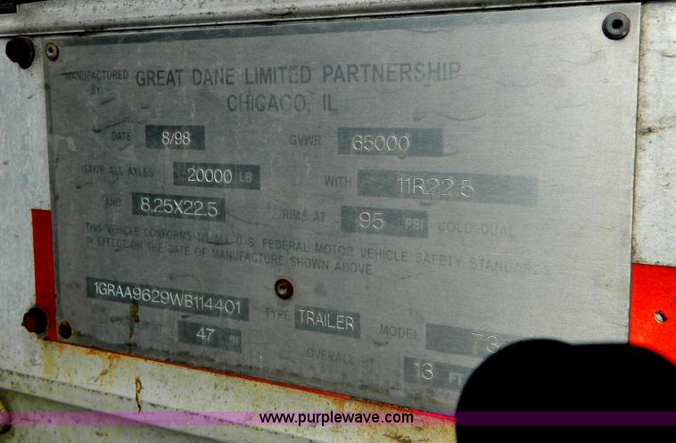 image for item G7652 1998 Great Dane 55' dry van trailer