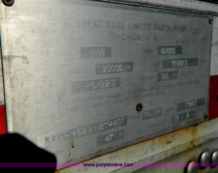 image for item G7652 1998 Great Dane 55' dry van trailer