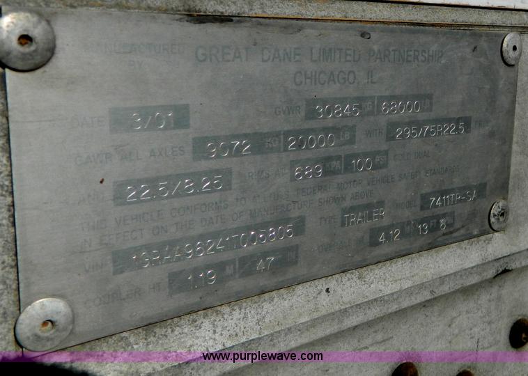 image for item G7653 2001 Great Dane 48' dry van trailer