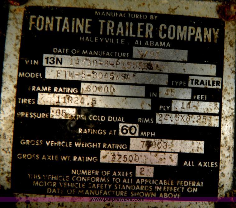 image for item G7675 1993 Fontaine 45' trailer