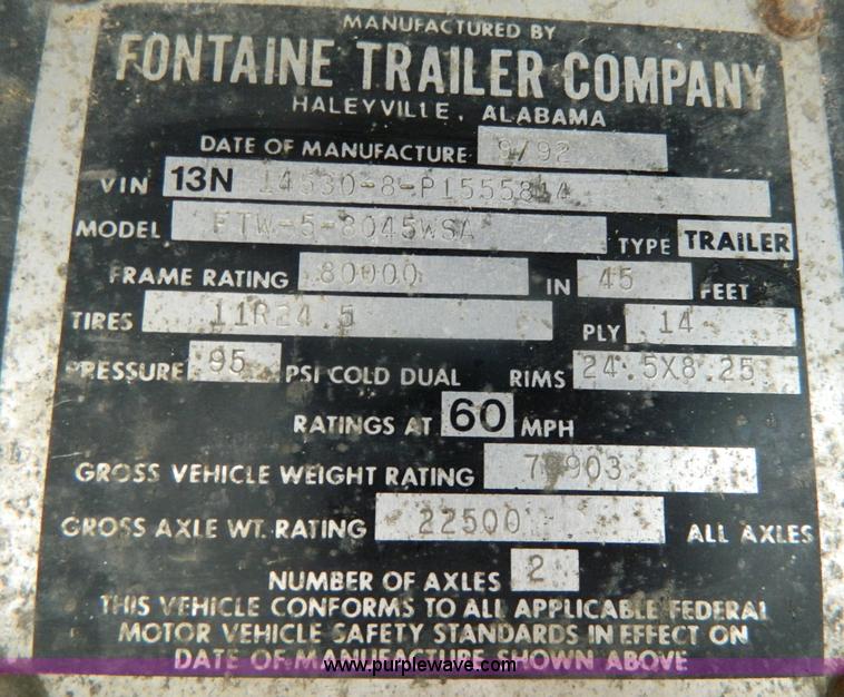 image for item G7675 1993 Fontaine 45' trailer