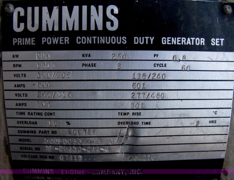 image for item B8457 Cummins diesel powered generator
