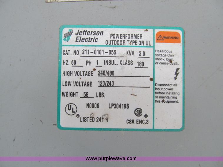 image for item D7036 Jefferson Electric dry transformers