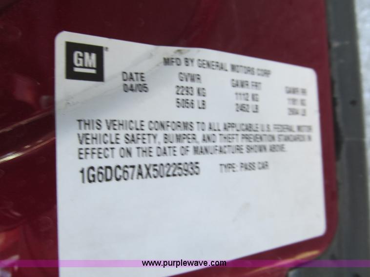 image for item E5863 2005 Cadillac STS