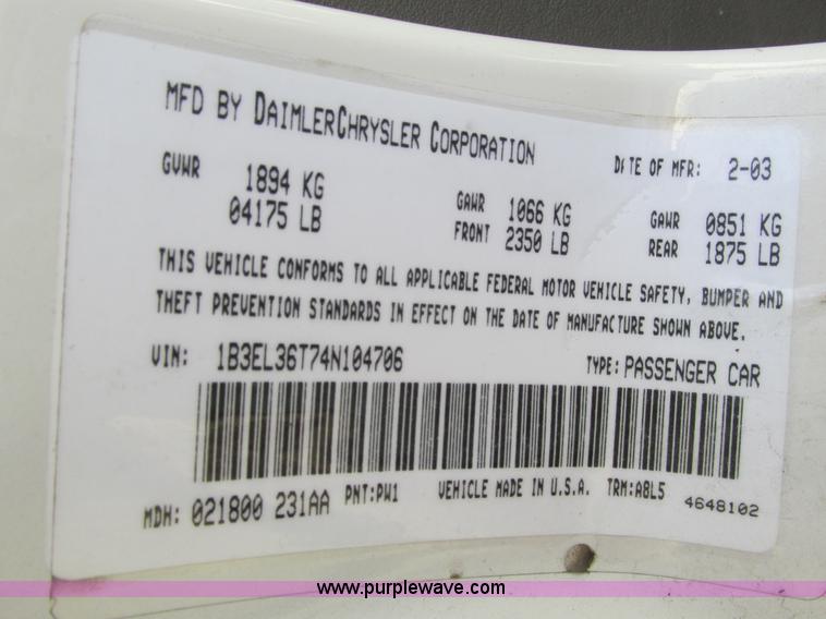 image for item F4164 2004 Dodge Stratus SE