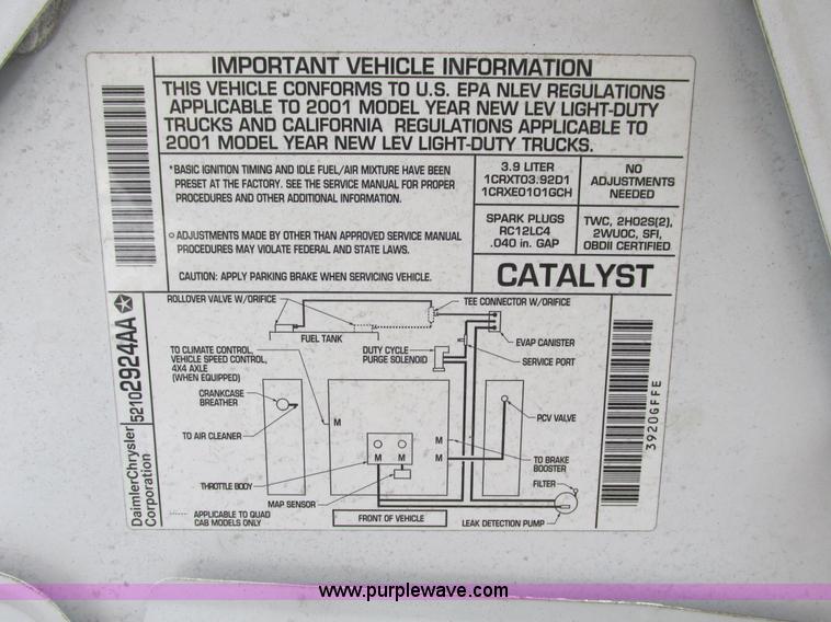 image for item F4191 2001 Dodge Dakota pickup truck