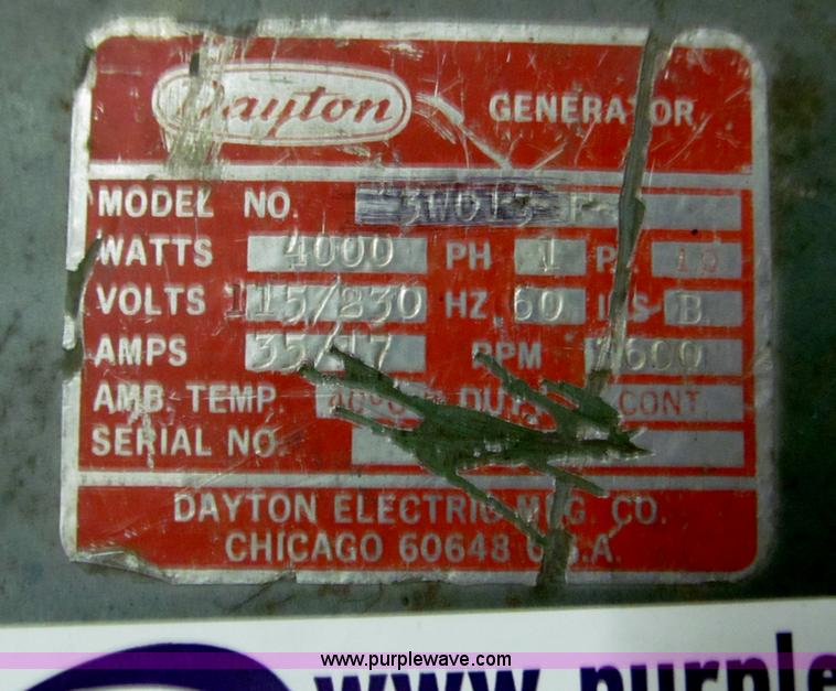 image for item K9631 Dayton 4,000 watt generator