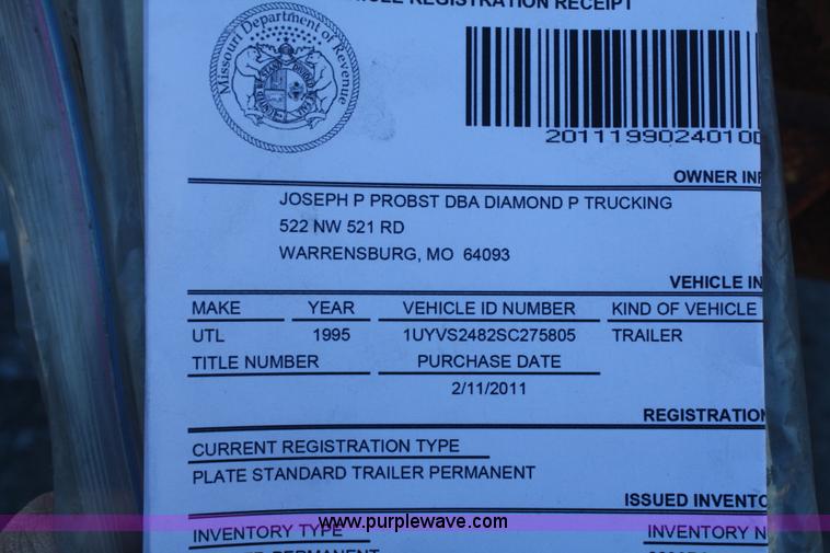 image for item O9898 1995 Utility 48' dry van trailer