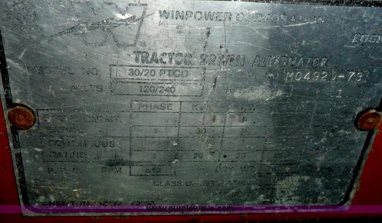 image for item B1717 Wanpower PTO single phase generator