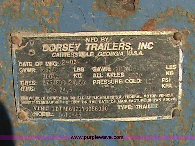 image for item C3606 2000 Dorsey 45' flatbed trailer