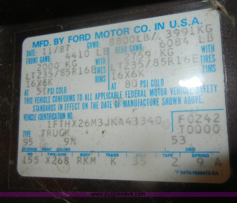 image for item D4580 1988 Ford F250 XLT Lariat SuperCab pickup truck