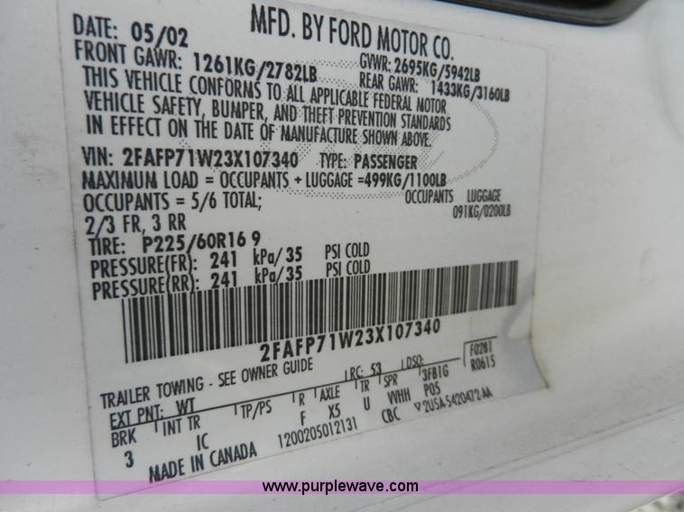 image for item D4589 2003 Ford Crown Victoria Police Interceptor