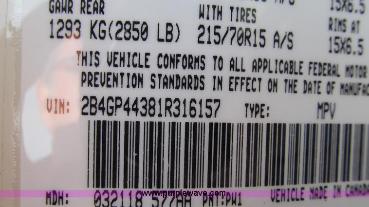 image for item E3644 2001 Dodge Grand Caravan Sport