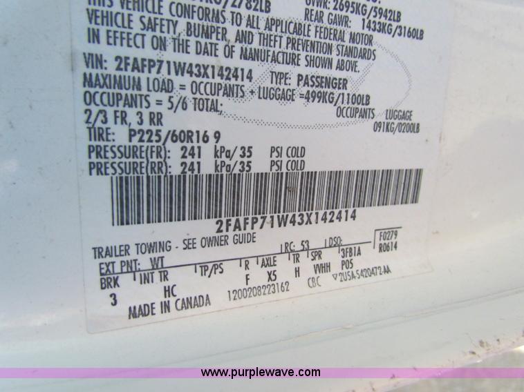 image for item E8315 2003 Ford Crown Victoria Police Interceptor