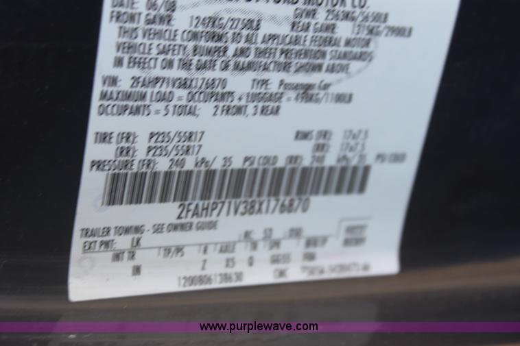 image for item E8367 2008 Ford Crown Victoria Police Interceptor