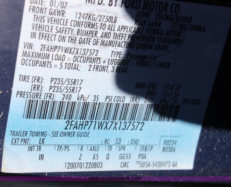 image for item E8373 2007 Ford Crown Victoria Police Interceptor