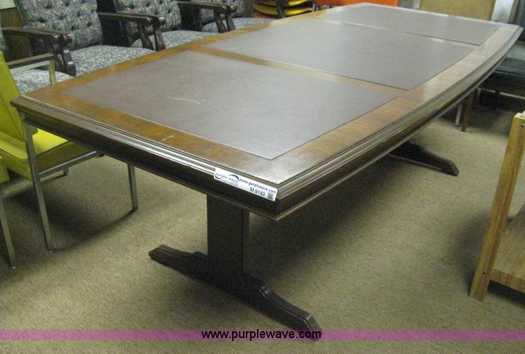 image for item M9182 Wood with leather in-laid top conference table