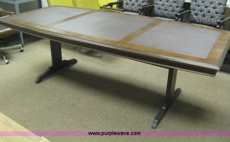 image for item M9182 Wood with leather in-laid top conference table
