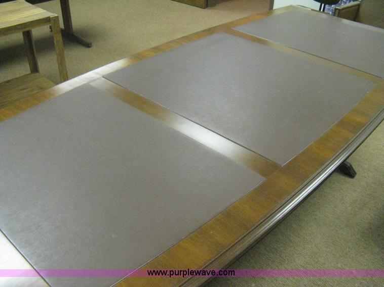 image for item M9182 Wood with leather in-laid top conference table