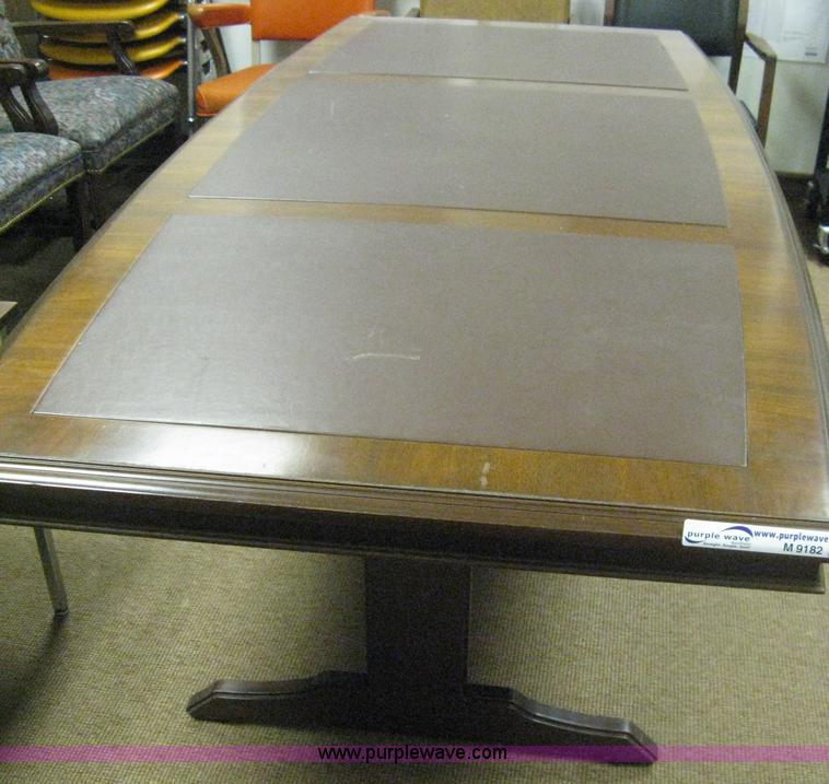 image for item M9182 Wood with leather in-laid top conference table