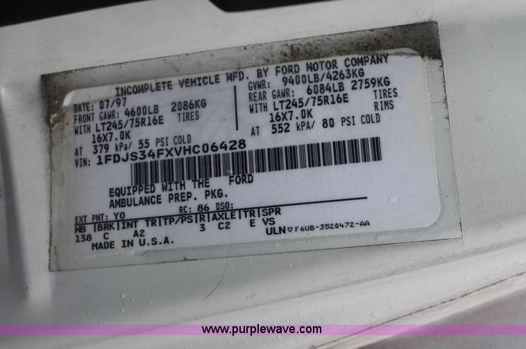 image for item C2914 1997 Ford Econoline E350 Super Duty ambulance van