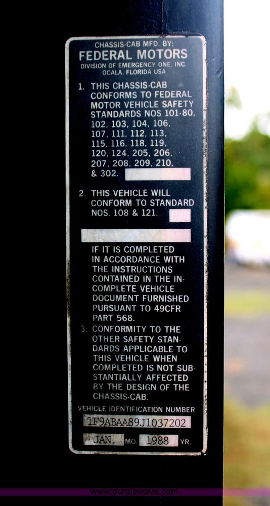 image for item C2919 1988 Federal Motors firetruck