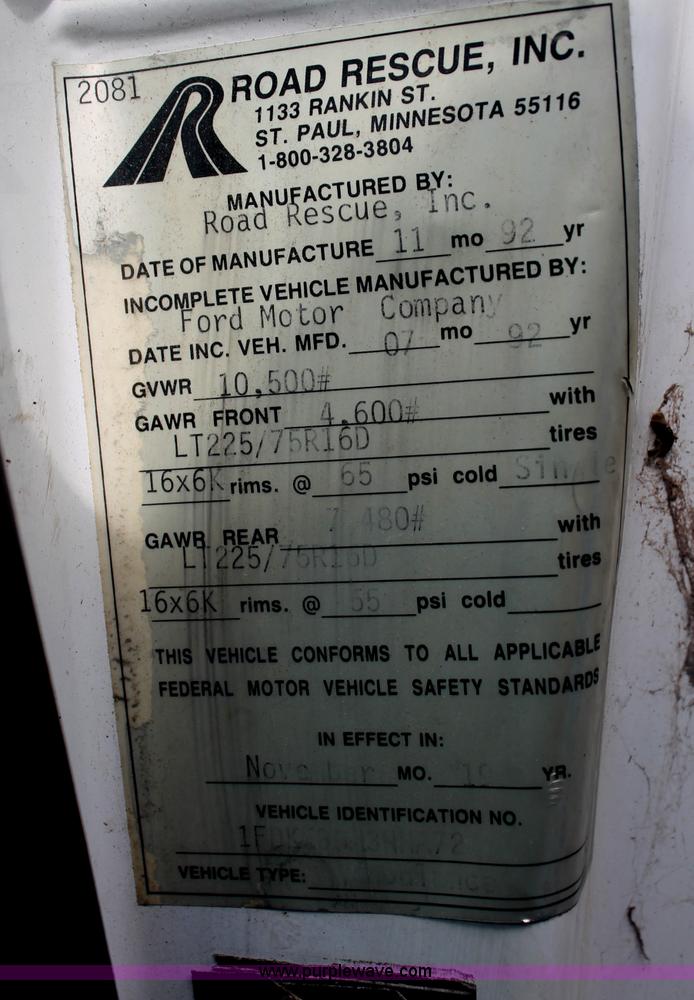 image for item C2921 1992 Ford Econoline E350 ambulance van