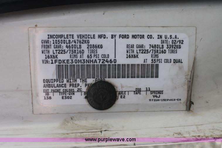 image for item C2921 1992 Ford Econoline E350 ambulance van