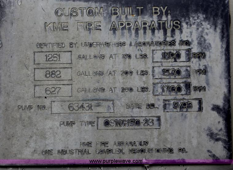 image for item C2922 1993 KME firetruck