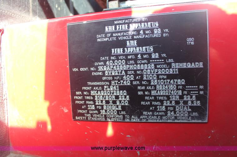 image for item C2922 1993 KME firetruck