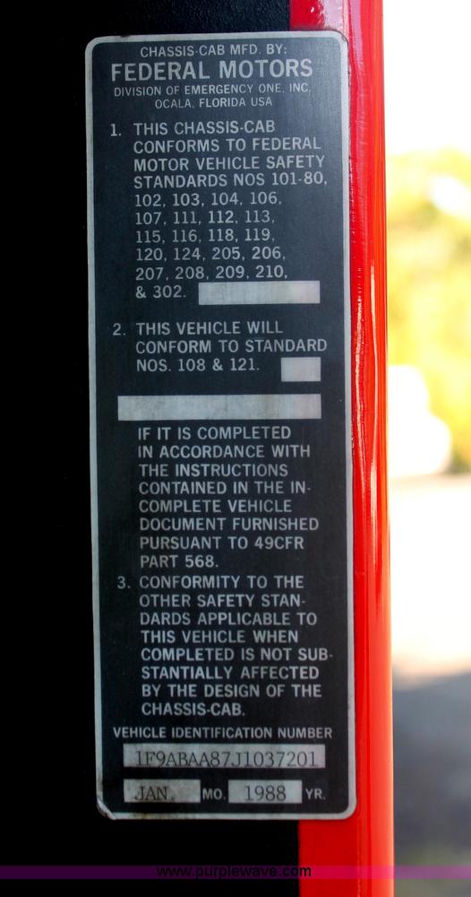 image for item C2927 1988 Federal Motors firetruck