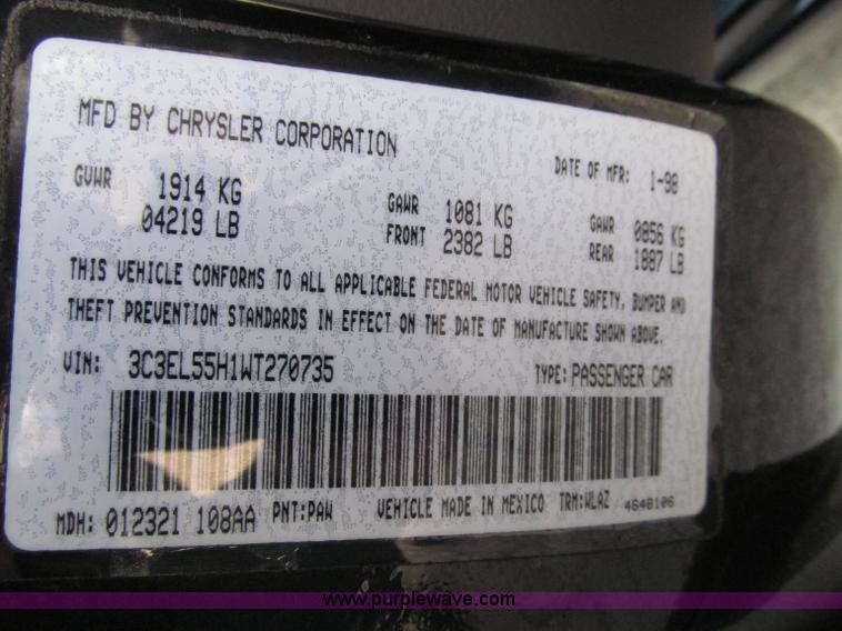 image for item D7127 1998 Chrysler Sebring Limited convertible