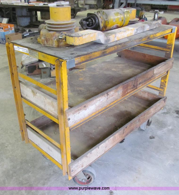 image for item O9143 Yellow work cart and assorted John Deere parts