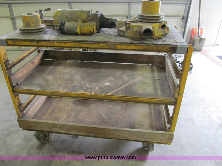 image for item O9143 Yellow work cart and assorted John Deere parts