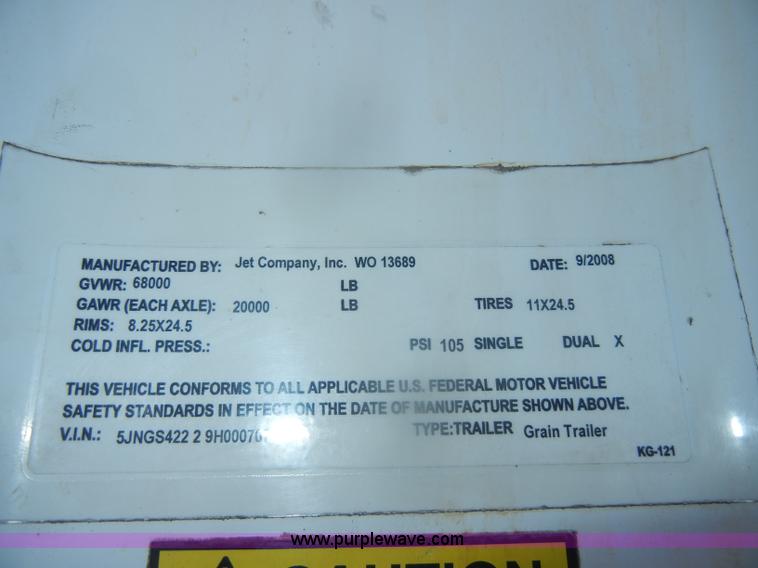 image for item D4581 2009 Jet double hopper grain trailer