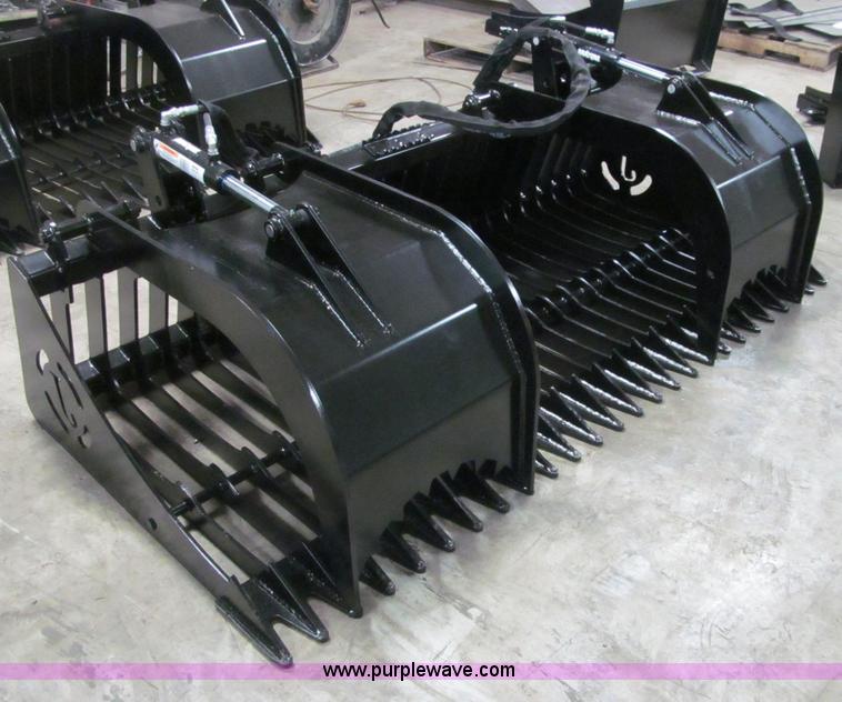 image for item F5896 74" skid steer skeleton rock grapple bucket