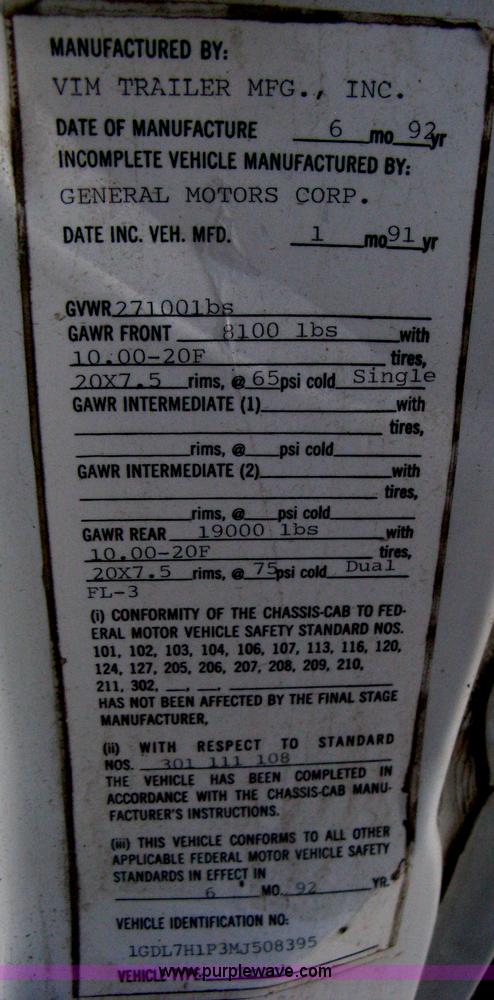 image for item B8491 1991 GMC TopKick SLE concrete form cage truck